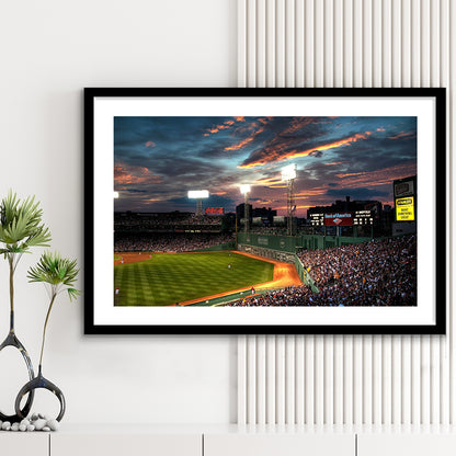 Fenway Park Boston Massachusetts, Stadium Canvas, Sport Art, Gift for him, White Border Framed Art Print Wall Decor