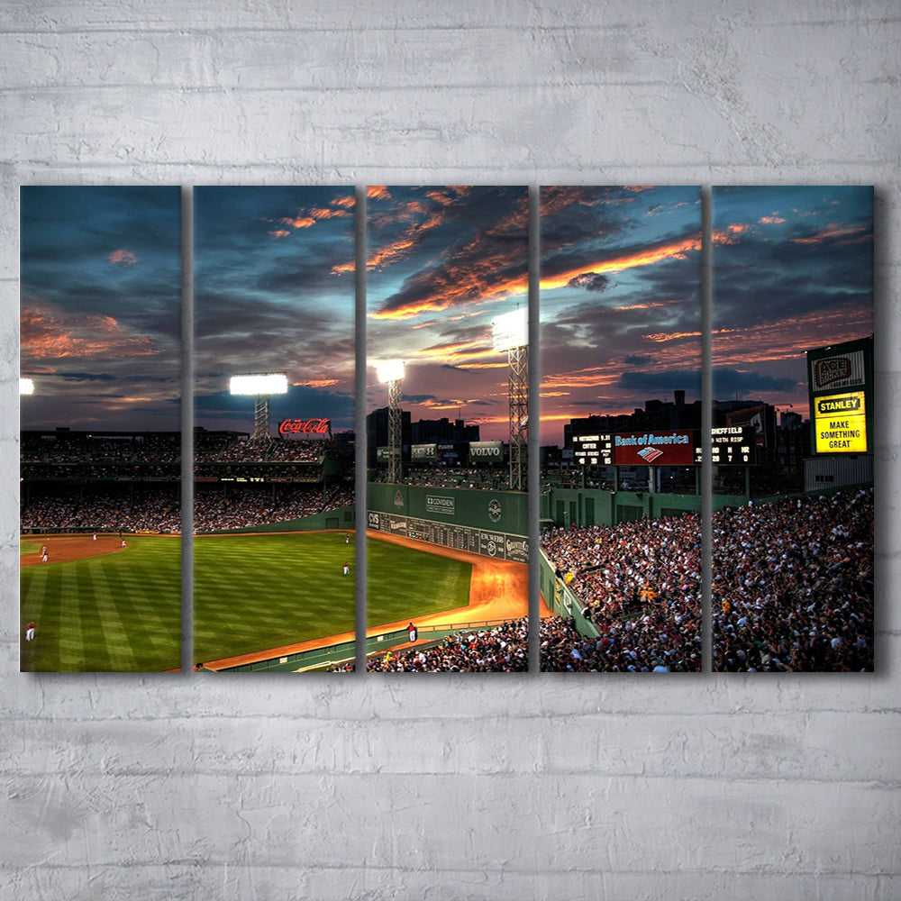 Fenway Park Boston Massachusetts, Stadium Canvas, Sport Art, 5 Panel B, Extra Large Canvas, Canvas Print Wall Art