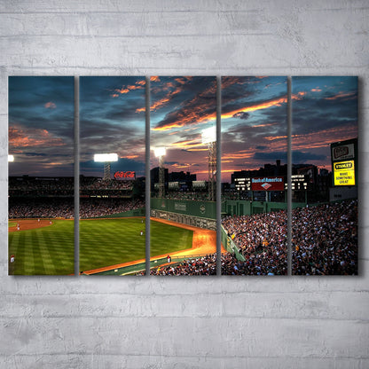 Fenway Park Boston Massachusetts, Stadium Canvas, Sport Art, 5 Panel B, Extra Large Canvas, Canvas Print Wall Art