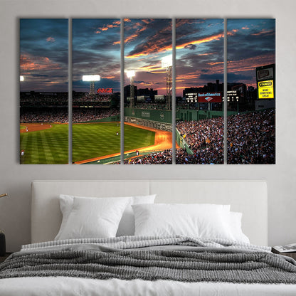Fenway Park Boston Massachusetts, Stadium Canvas, Sport Art, 5 Panel B, Extra Large Canvas, Canvas Print Wall Art