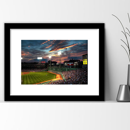 Fenway Park Boston Massachusetts, Stadium Canvas, Sport Art, Gift for him, White Border Framed Art Print Wall Decor