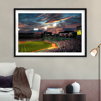 Fenway Park Boston Massachusetts, Stadium Canvas, Sport Art, Gift for him, White Border Framed Art Print Wall Decor