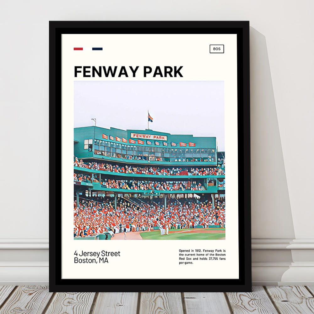 Fenway Park Home Backdrop Print,  Stadium Canvas Art, Man Cave Gift, Floating Framed Canvas Print Wall Art
