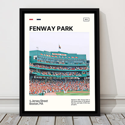 Fenway Park Home Backdrop Print,  Stadium Canvas Art, Man Cave Gift, Floating Framed Canvas Print Wall Art