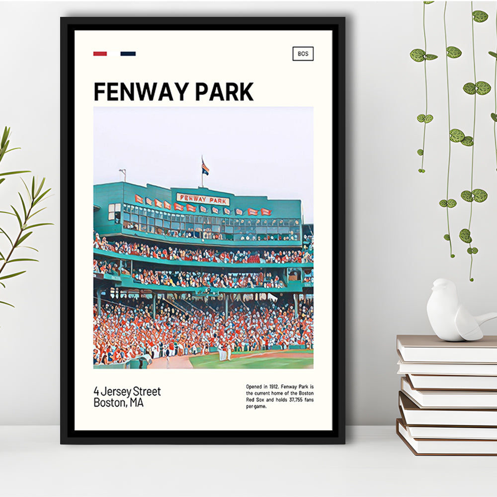 Fenway Park Home Backdrop Print,  Stadium Canvas Art, Man Cave Gift, Floating Framed Canvas Print Wall Art