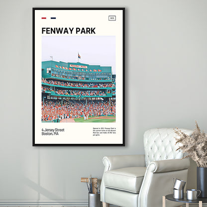 Fenway Park Home Backdrop Print,  Stadium Canvas Art, Man Cave Gift, Floating Framed Canvas Print Wall Art