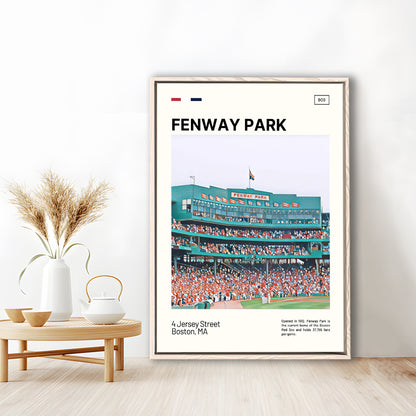 Fenway Park Home Backdrop Print,  Stadium Canvas Art, Man Cave Gift, Floating Framed Canvas Print Wall Art