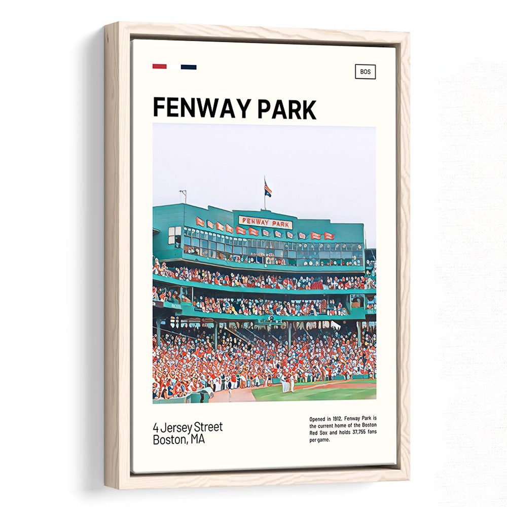 Fenway Park Home Backdrop Print,  Stadium Canvas Art, Man Cave Gift, Floating Framed Canvas Print Wall Art