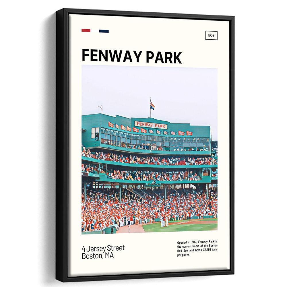 Fenway Park Home Backdrop Print,  Stadium Canvas Art, Man Cave Gift, Floating Framed Canvas Print Wall Art