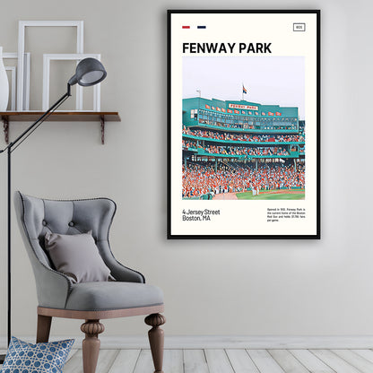 Fenway Park Home Backdrop Print,  Stadium Canvas Art, Man Cave Gift, Floating Framed Canvas Print Wall Art