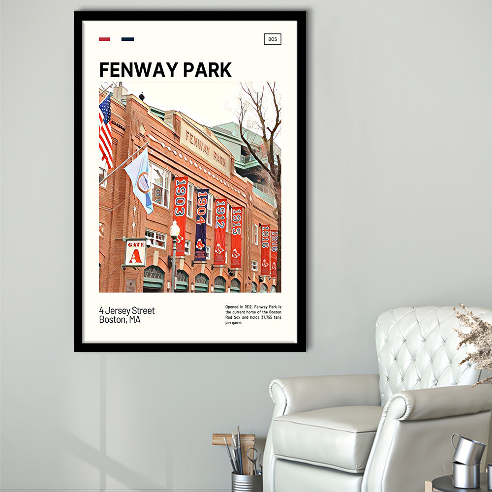 Fenway Park Jersey Street Print,  Stadium Art, Gifts for him, Sport Art, Framed Art Print Wall Decor