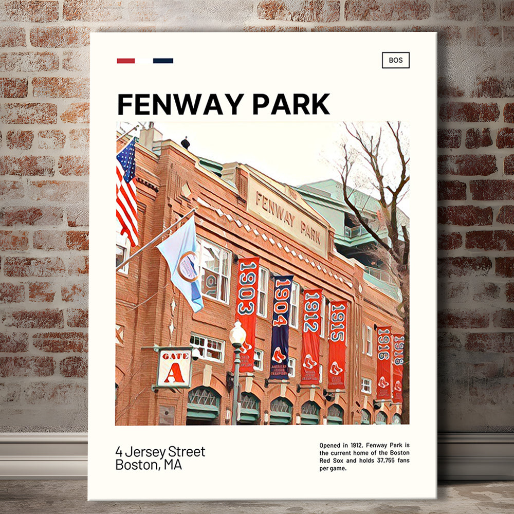 Fenway Park Jersey Street Print,  Stadium Canvas Art, Fan Gifts, Sport Art, Canvas Print Wall Art