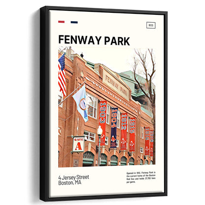 Fenway Park Jersey Street Print,  Stadium Canvas Art, Man Cave Gift, Floating Framed Canvas Print Wall Art