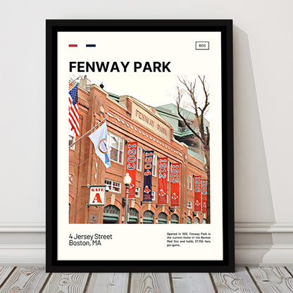 Fenway Park Jersey Street Print,  Stadium Canvas Art, Man Cave Gift, Floating Framed Canvas Print Wall Art