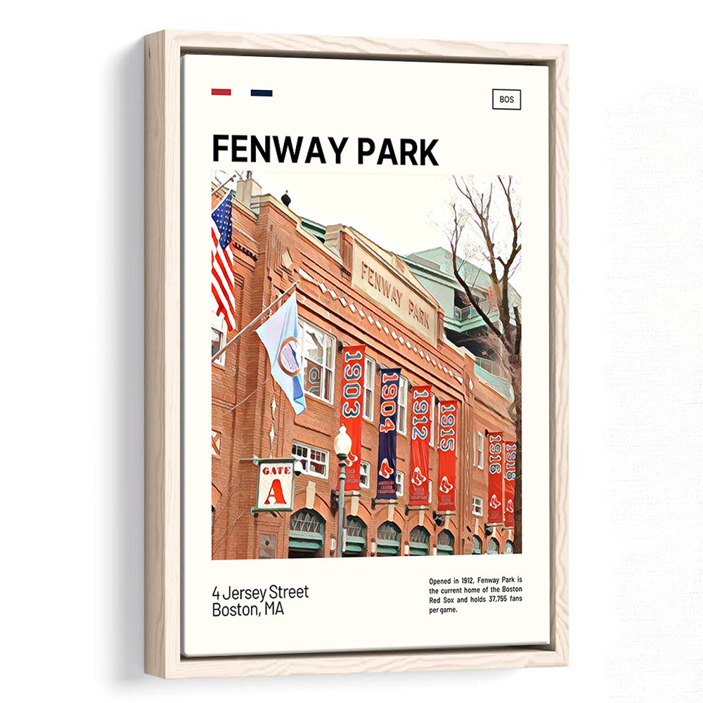 Fenway Park Jersey Street Print,  Stadium Canvas Art, Man Cave Gift, Floating Framed Canvas Print Wall Art