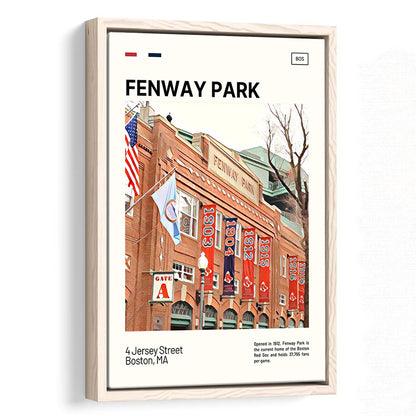Fenway Park Jersey Street Print,  Stadium Canvas Art, Man Cave Gift, Floating Framed Canvas Print Wall Art