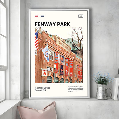 Fenway Park Jersey Street Print,  Stadium Canvas Art, Man Cave Gift, Floating Framed Canvas Print Wall Art