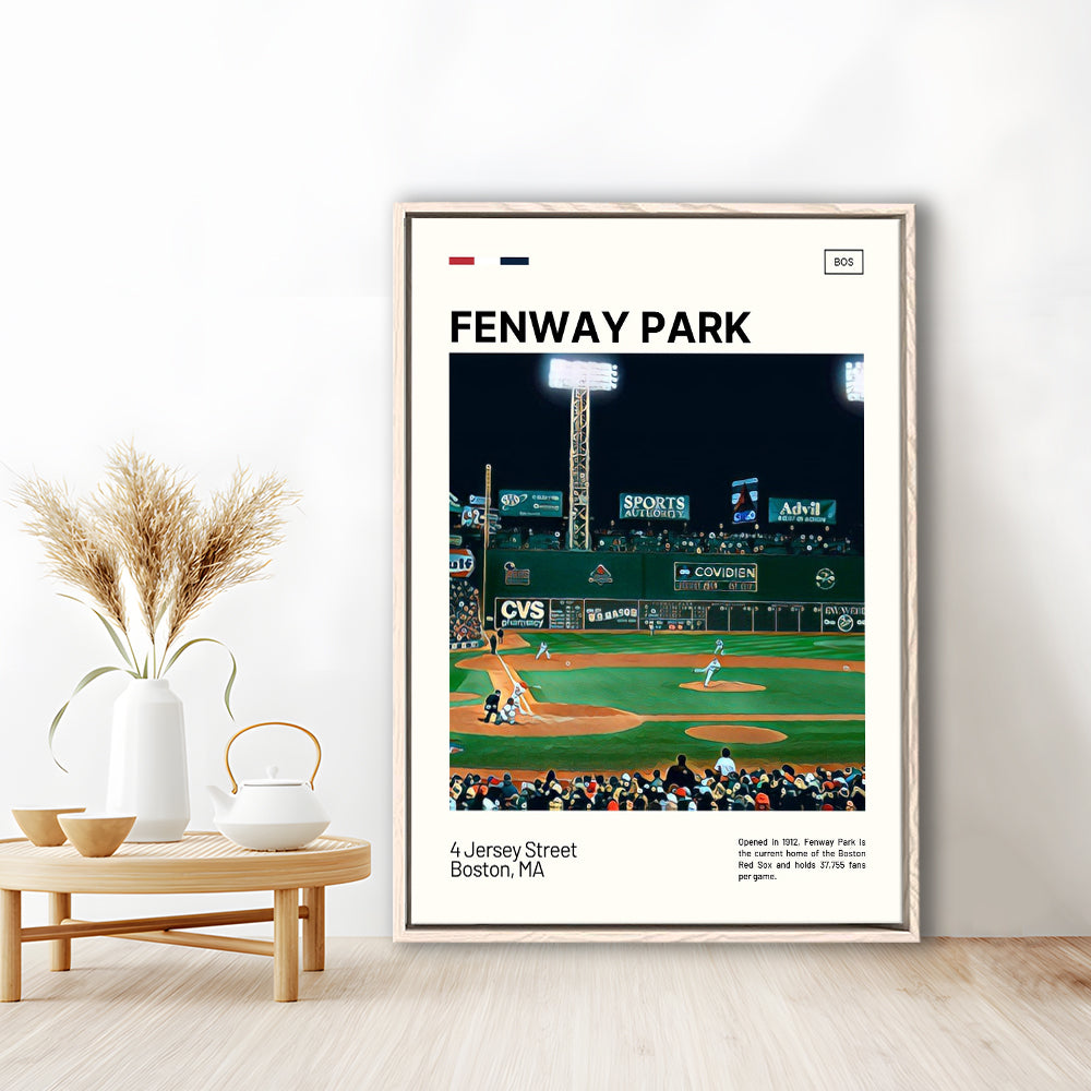 Fenway Park Print,  Stadium Canvas Art, Man Cave Gift, Floating Framed Canvas Print Wall Art