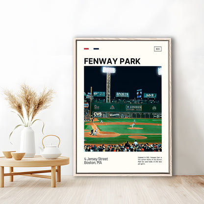 Fenway Park Print,  Stadium Canvas Art, Man Cave Gift, Floating Framed Canvas Print Wall Art
