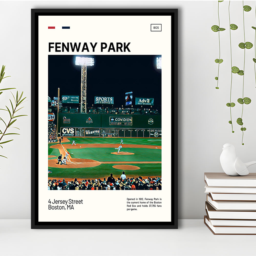 Fenway Park Print,  Stadium Canvas Art, Man Cave Gift, Floating Framed Canvas Print Wall Art