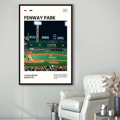 Fenway Park Print,  Stadium Canvas Art, Man Cave Gift, Floating Framed Canvas Print Wall Art