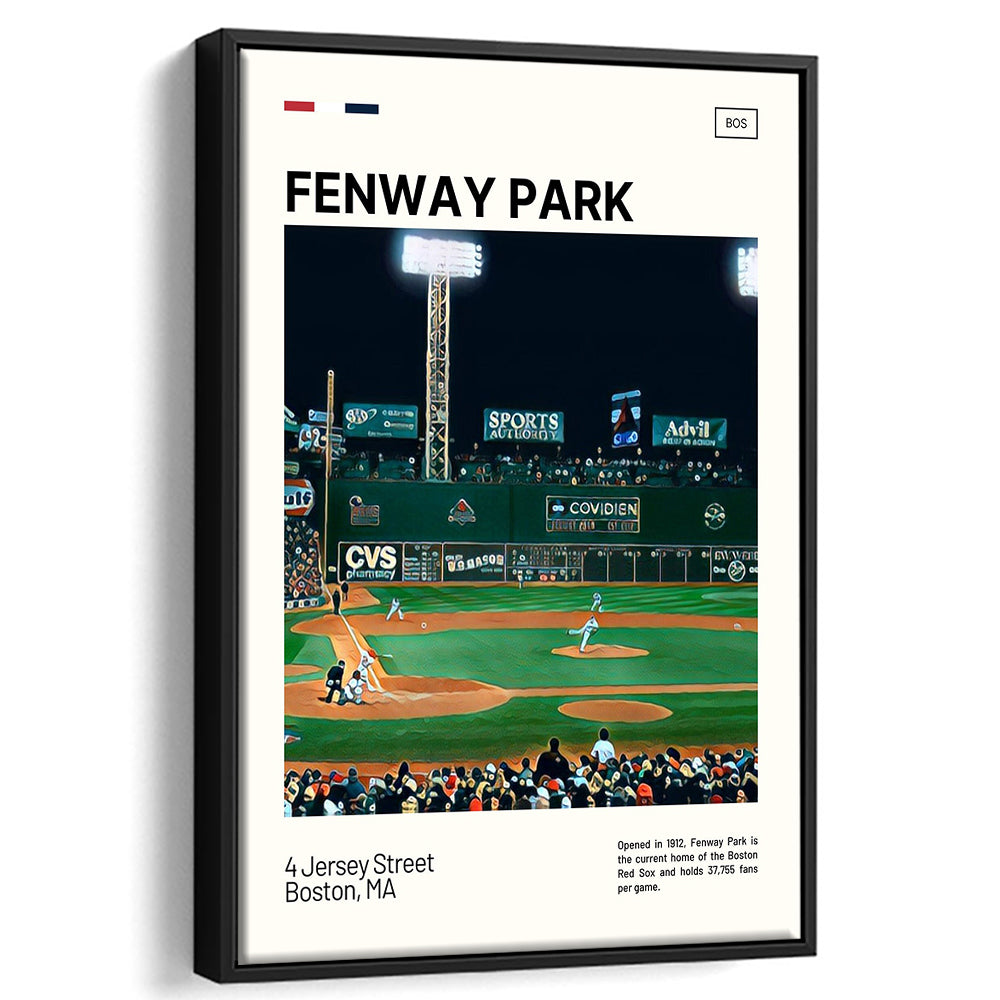 Fenway Park Print,  Stadium Canvas Art, Man Cave Gift, Floating Framed Canvas Print Wall Art