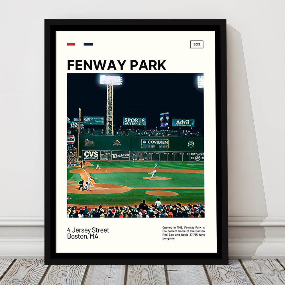 Fenway Park Print,  Stadium Canvas Art, Man Cave Gift, Floating Framed Canvas Print Wall Art