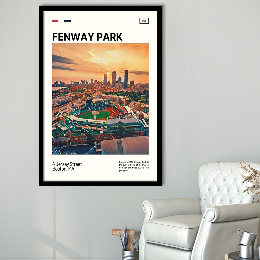 Fenway Park Skyline Print,  Stadium Art, Gifts for him, Sport Art, Framed Art Print Wall Decor