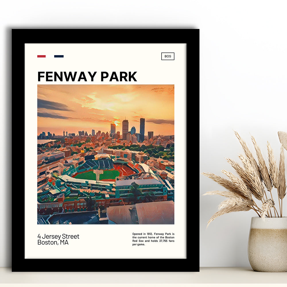 Fenway Park Skyline Print,  Stadium Art, Gifts for him, Sport Art, Framed Art Print Wall Decor