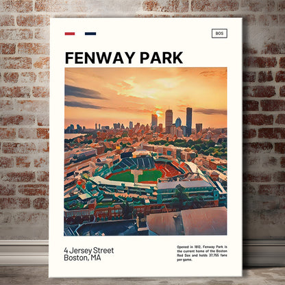 Fenway Park Skyline Print,  Stadium Canvas Art, Fan Gifts, Sport Art, Canvas Print Wall Art