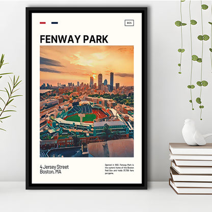 Fenway Park Skyline Print,  Stadium Canvas Art, Man Cave Gift, Floating Framed Canvas Print Wall Art