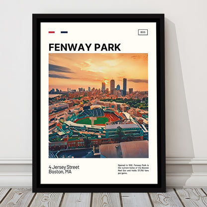 Fenway Park Skyline Print,  Stadium Canvas Art, Man Cave Gift, Floating Framed Canvas Print Wall Art
