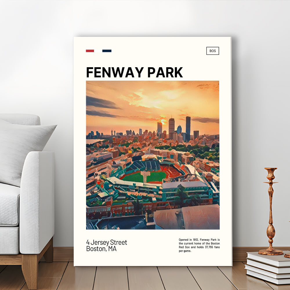 Fenway Park Skyline Print,  Stadium Canvas Art, Fan Gifts, Sport Art, Canvas Print Wall Art