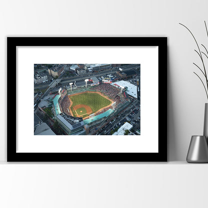 Fenway Park Top View, Stadium Canvas, Sport Art, Gift for him, White Border Framed Art Print Wall Decor