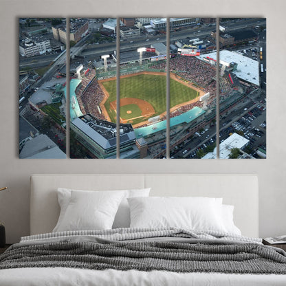 Fenway Park Top View, Stadium Canvas, Sport Art, 5 Panel B, Extra Large Canvas, Canvas Print Wall Art