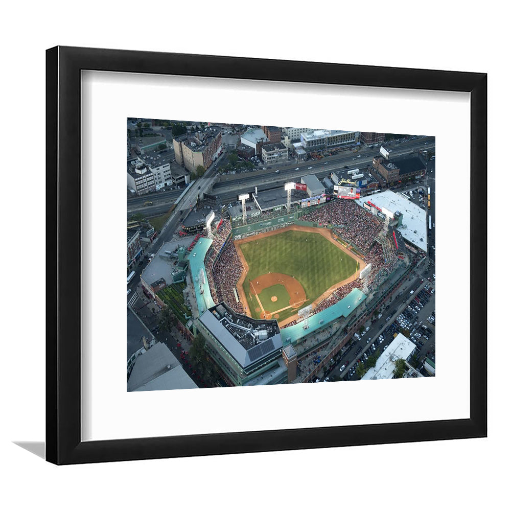 Fenway Park Top View, Stadium Canvas, Sport Art, Gift for him, White Border Framed Art Print Wall Decor
