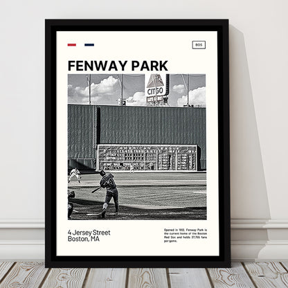 Fenway Park Vintage Green Monster Print,  Stadium Canvas Art, Man Cave Gift, Floating Framed Canvas Print Wall Art