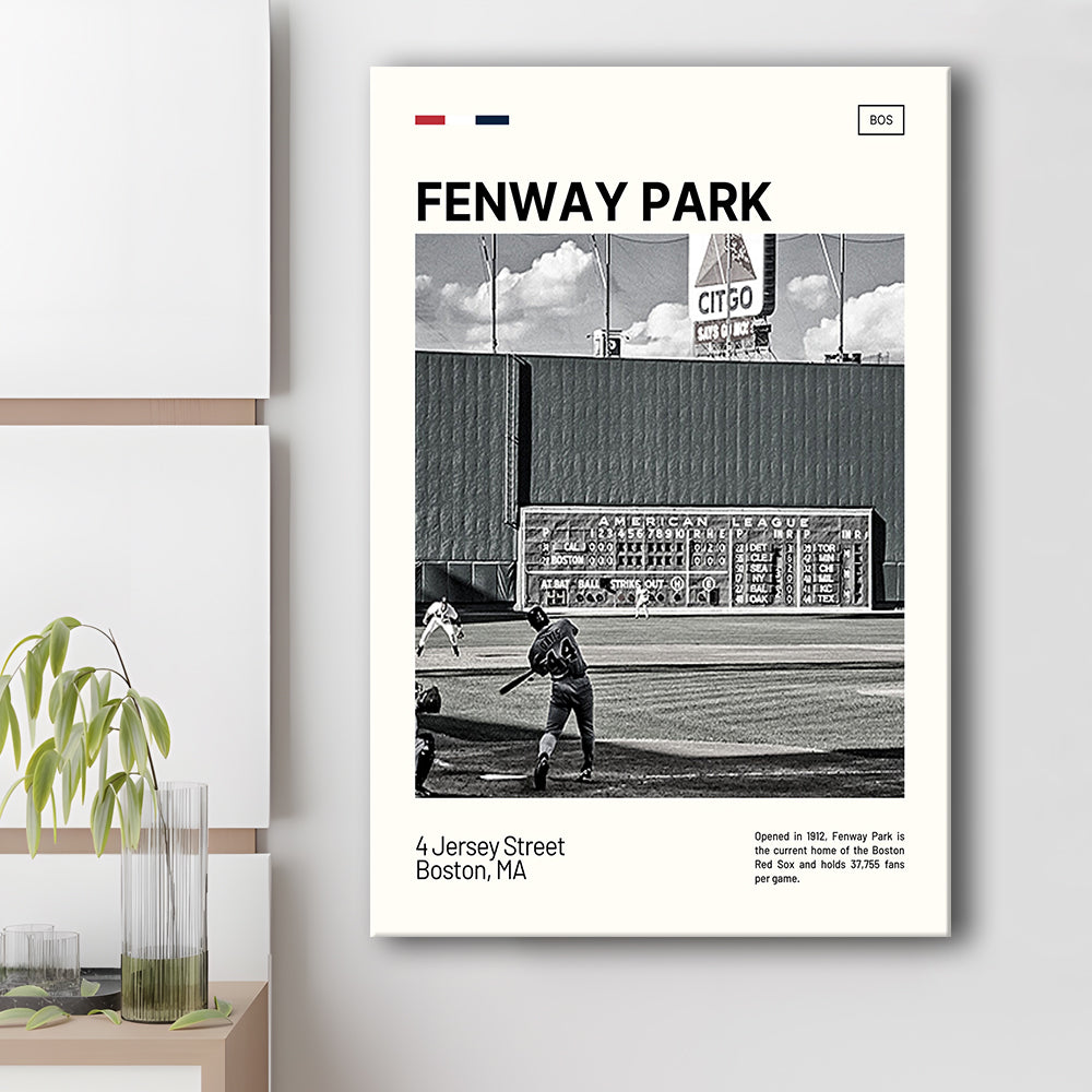 Fenway Park Vintage Green Monster Print,  Stadium Canvas Art, Fan Gifts, Sport Art, Canvas Print Wall Art