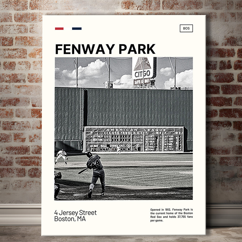 Fenway Park Vintage Green Monster Print,  Stadium Canvas Art, Fan Gifts, Sport Art, Canvas Print Wall Art