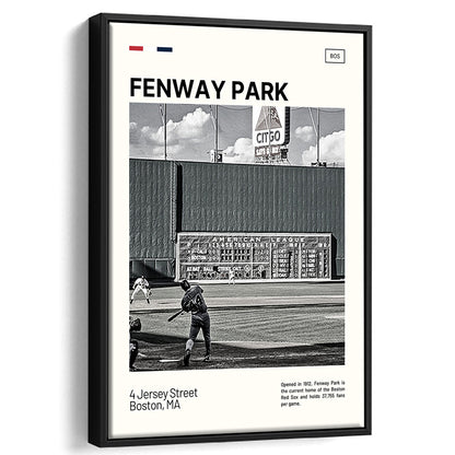 Fenway Park Vintage Green Monster Print,  Stadium Canvas Art, Man Cave Gift, Floating Framed Canvas Print Wall Art