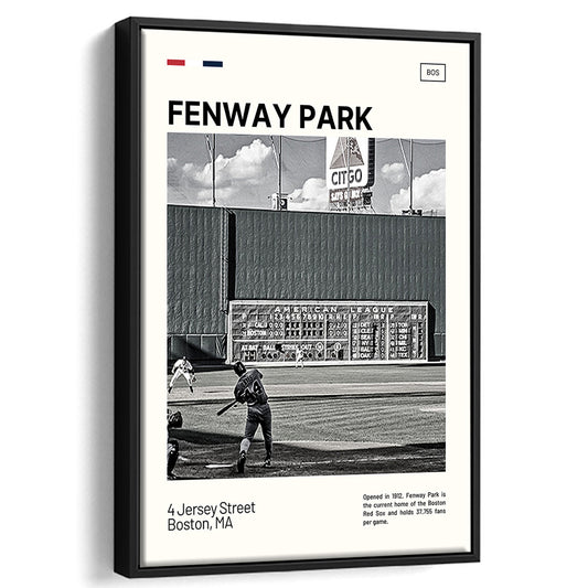 Fenway Park Vintage Green Monster Print,  Stadium Canvas Art, Man Cave Gift, Floating Framed Canvas Print Wall Art