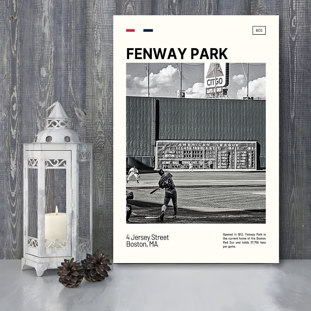 Fenway Park Vintage Green Monster Print,  Stadium Canvas Art, Fan Gifts, Sport Art, Canvas Print Wall Art
