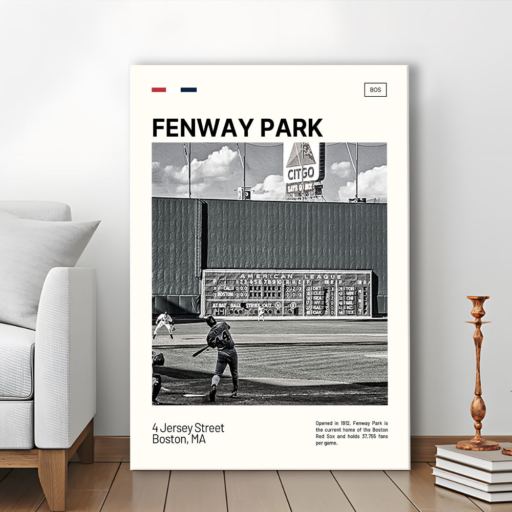 Fenway Park Vintage Green Monster Print,  Stadium Canvas Art, Fan Gifts, Sport Art, Canvas Print Wall Art