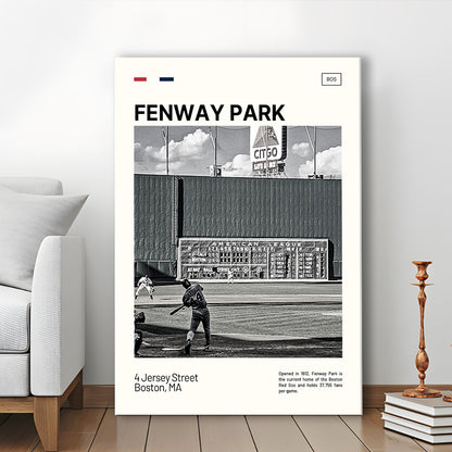 Fenway Park Vintage Green Monster Print,  Stadium Canvas Art, Fan Gifts, Sport Art, Canvas Print Wall Art