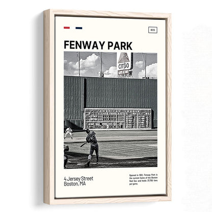 Fenway Park Vintage Green Monster Print,  Stadium Canvas Art, Man Cave Gift, Floating Framed Canvas Print Wall Art