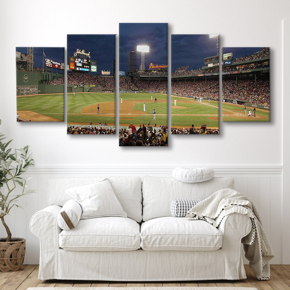 Fenway Park at Night, Stadium Canvas, Sport Art, Gift for him, 5 Panel, Large Canvas, Canvas Print Wall Art