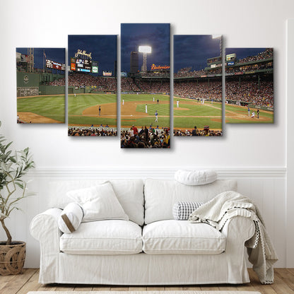 Fenway Park at Night, Stadium Canvas, Sport Art, Gift for him, 5 Panel, Large Canvas, Canvas Print Wall Art