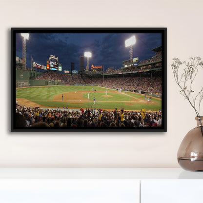 Fenway Park at Night, Stadium Canvas, Sport Art, Framed Canvas Print Wall Art, Floating Frame