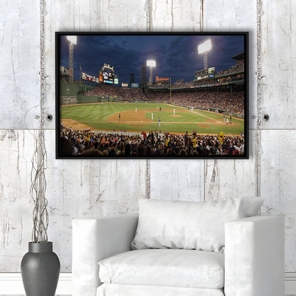 Fenway Park at Night, Stadium Canvas, Sport Art, Framed Canvas Print Wall Art, Floating Frame