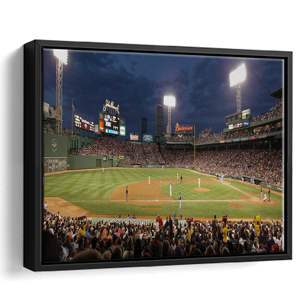 Fenway Park at Night, Stadium Canvas, Sport Art, Framed Canvas Print Wall Art, Floating Frame